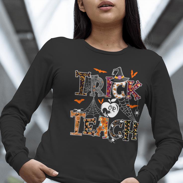 Fall Holiday Themed Thanksgiving Halloween Teacher Trick Or Women Long Sleeve T-Shirt, funny gift Fall Holiday Themed Thanksgiving Halloween Teacher Trick Or Women Long Sleeve T-Shirt, funny gift