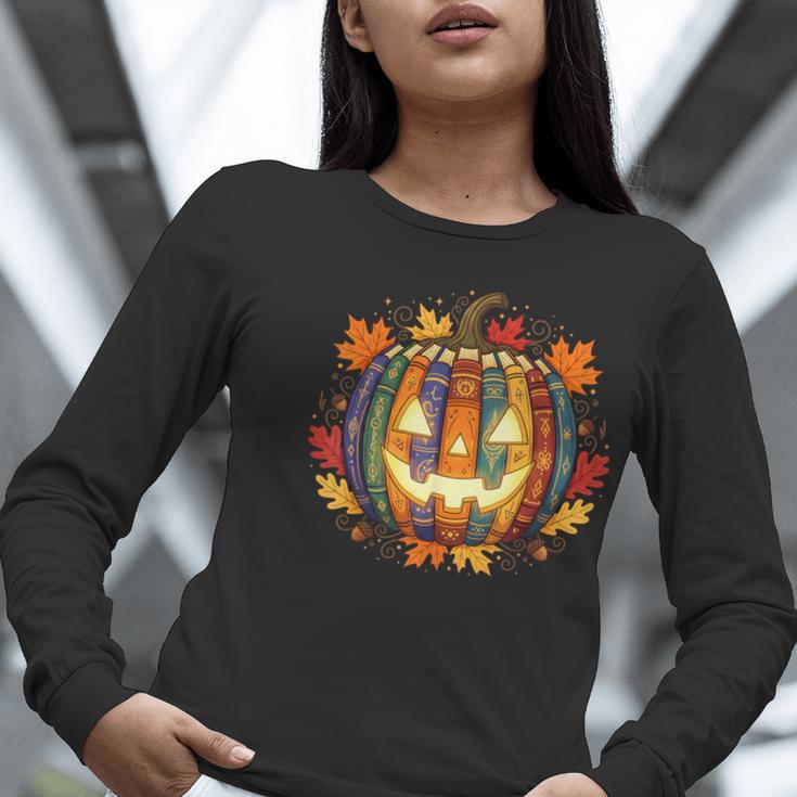 Fall Pumpkin Book Lover Spooky Librarian Teacher Halloween Women Long Sleeve T-Shirt, funny gift Fall Pumpkin Book Lover Spooky Librarian Teacher Halloween Women Long Sleeve T-Shirt, funny gift
