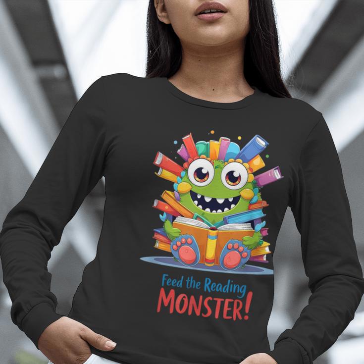 Feed The Reading Monster Halloween Teacher Women Long Sleeve T-Shirt, funny gift Feed The Reading Monster Halloween Teacher Women Long Sleeve T-Shirt, funny gift