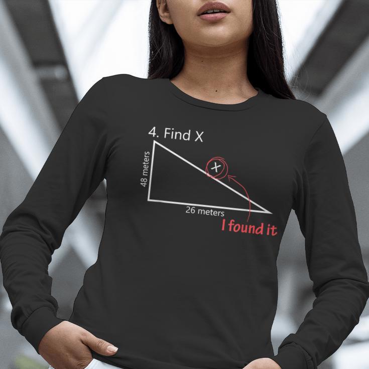 Find X Math Teacher Graphic Sarcastic Novelty Dad Joke Women Long Sleeve T-Shirt, funny gift