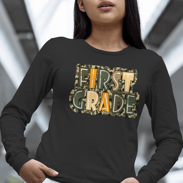First 1St Grade Camo Camouflage Boy Teacher Back To School Women Long Sleeve T-Shirt, First Grade Teacher Shirts, funny gift
