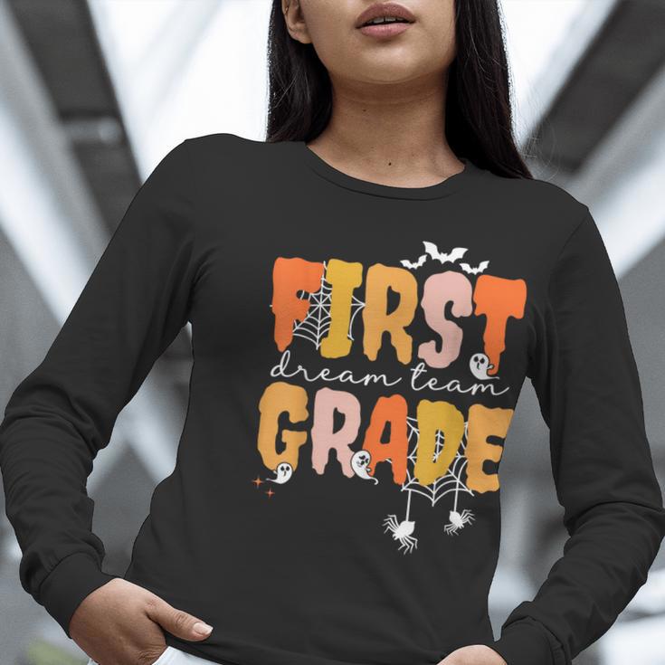 First Grade Dream Retro Team Fall Halloween Spooky Teachers Women Long Sleeve T-Shirt, First Grade Teacher Shirts, funny gift First Grade Dream Retro Team Fall Halloween Spooky Teachers Women Long Sleeve T-Shirt, First Grade Teacher Shirts, funny gift