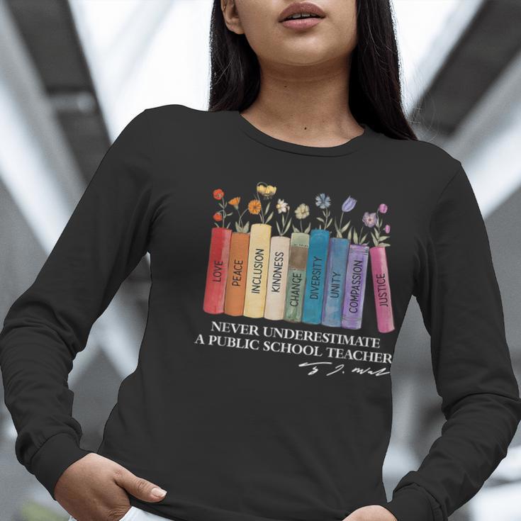 Floral Books Never Underestimate A Public School Teacher Women Long Sleeve T-Shirt, funny gift Floral Books Never Underestimate A Public School Teacher Women Long Sleeve T-Shirt, funny gift