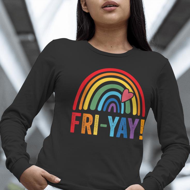 Fri-Yay Friyay Rainbow Colors Teacher Childrens Fun Designs Women Long Sleeve T-Shirt, funny gift