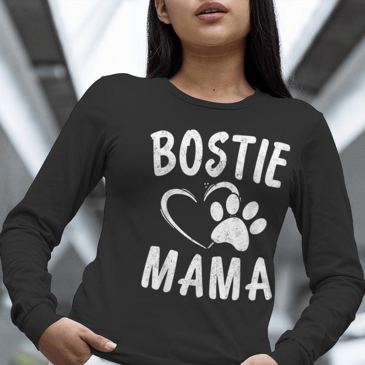 Fun Bostie Mama Dog Lover Apparel Boston Terrier Mom Women Long Sleeve T-Shirt, Boston Terrier Mom Shirts, funny gift