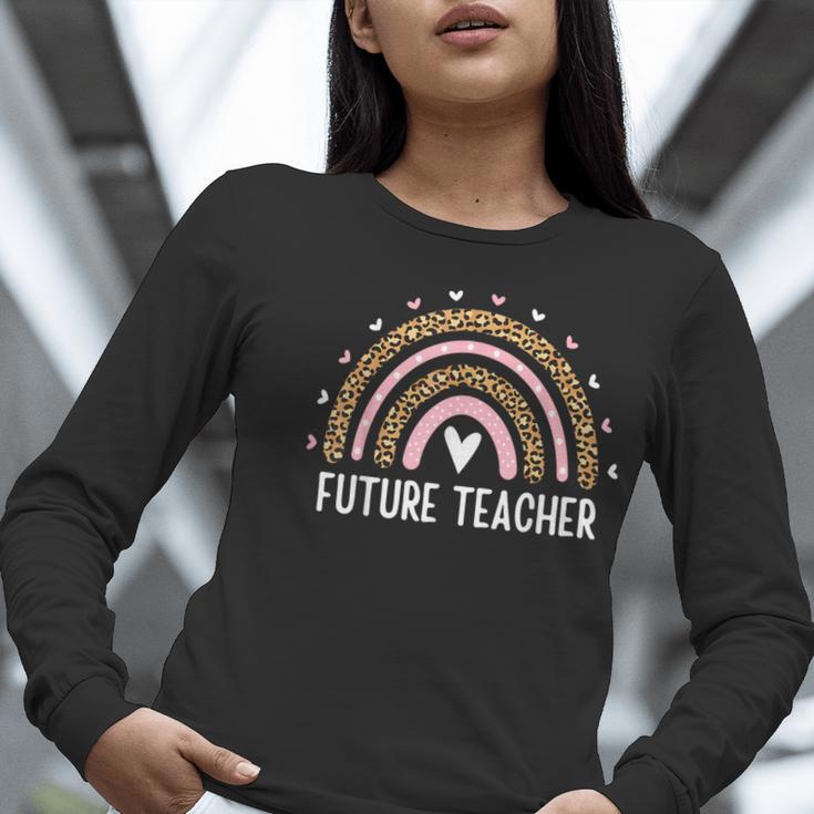 Future Teacher Kids Youth Girls Leopard Rainbow Women Women Long Sleeve T-Shirt, Future Teacher Shirts, funny gift