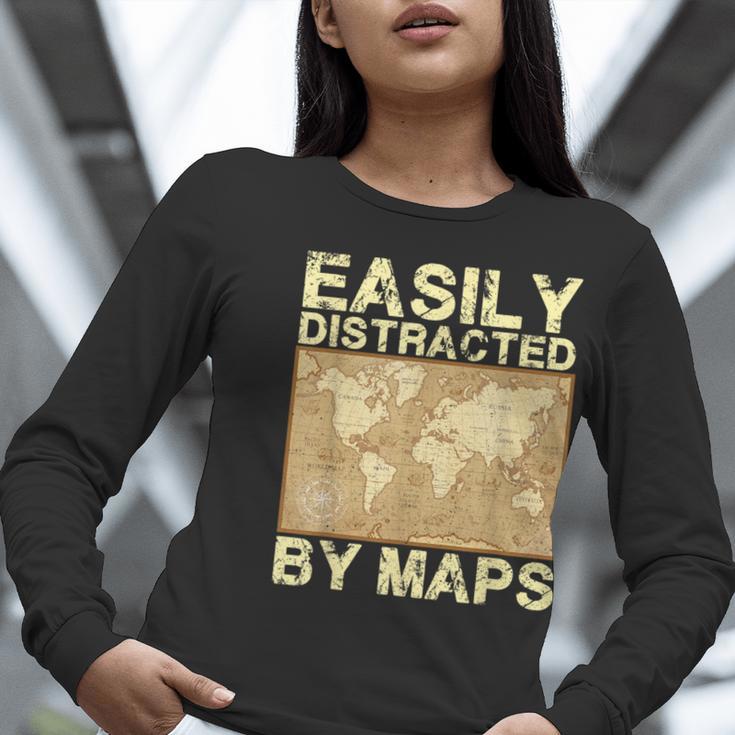 Geography Teacher Easily Distracted By Maps Women Long Sleeve T-Shirt, funny gift Geography Teacher Easily Distracted By Maps Women Long Sleeve T-Shirt, funny gift
