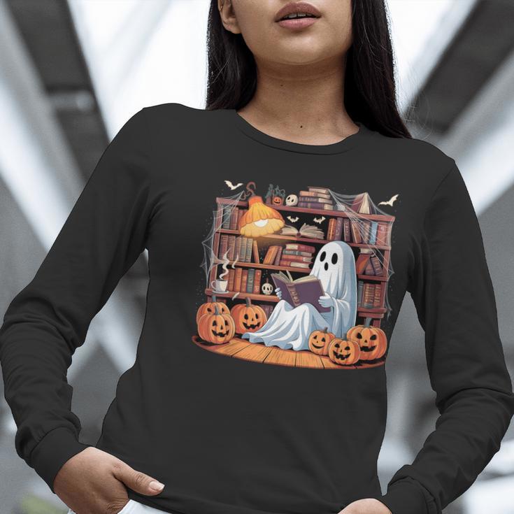 Ghost Book Reading Halloween Books Lover Teacher Women Long Sleeve T-Shirt, funny gift Ghost Book Reading Halloween Books Lover Teacher Women Long Sleeve T-Shirt, funny gift