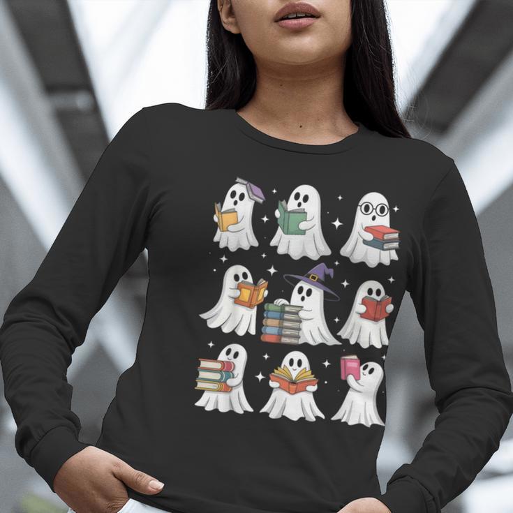 Ghost Reading Teacher Halloween Costume Librarian Book Lover Women Long Sleeve T-Shirt, funny gift Ghost Reading Teacher Halloween Costume Librarian Book Lover Women Long Sleeve T-Shirt, funny gift