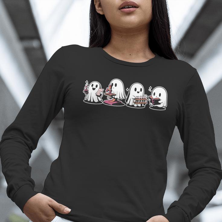 Ghost Science Teacher Chemistry Laboratory Halloween Women Long Sleeve T-Shirt, Science Teacher Shirts, funny gift