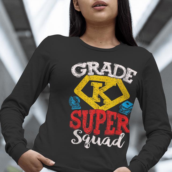 Grade K Super Squad Superhero Kindergarten Teacher Team Women Long Sleeve T-Shirt, Super Teacher Shirts, funny gift Grade K Super Squad Superhero Kindergarten Teacher Team Women Long Sleeve T-Shirt, Super Teacher Shirts, funny gift