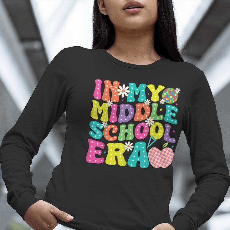 Groovy In My Middle School Era Back To School Teacher Women Long Sleeve T-Shirt, Groovy Teacher Shirts, funny gift