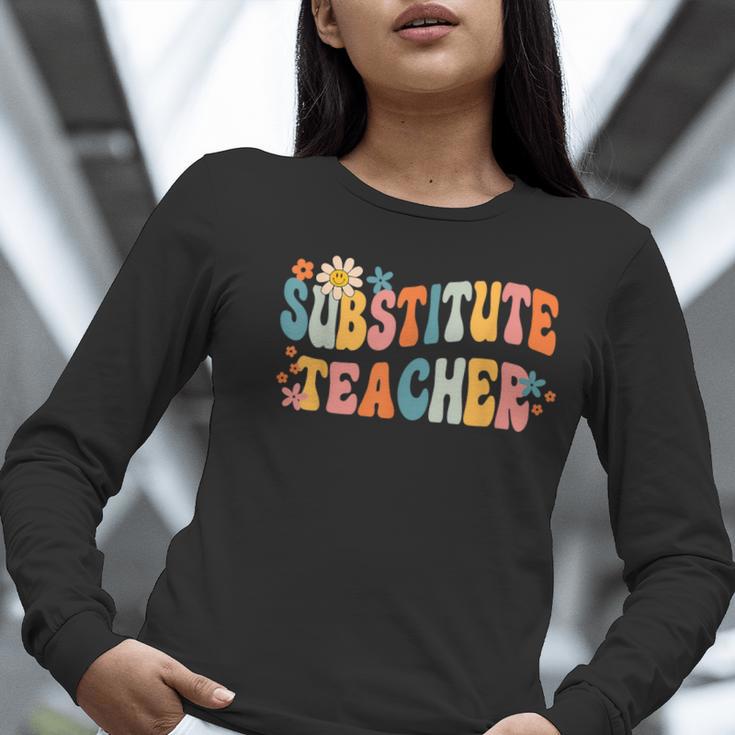 Groovy Substitute Teacher Retro Teacher Back To School Women Long Sleeve T-Shirt, Groovy Teacher Shirts, funny gift Groovy Substitute Teacher Retro Teacher Back To School Women Long Sleeve T-Shirt, Groovy Teacher Shirts, funny gift