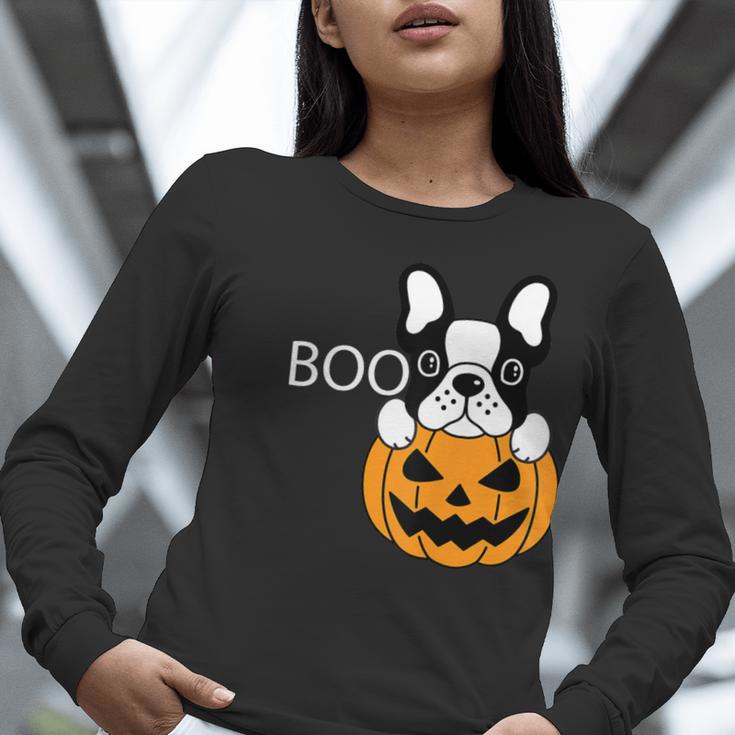 The Halloween Boston Terrier Women Long Sleeve T-Shirt, Boston Terrier Halloween Shirts, funny gift