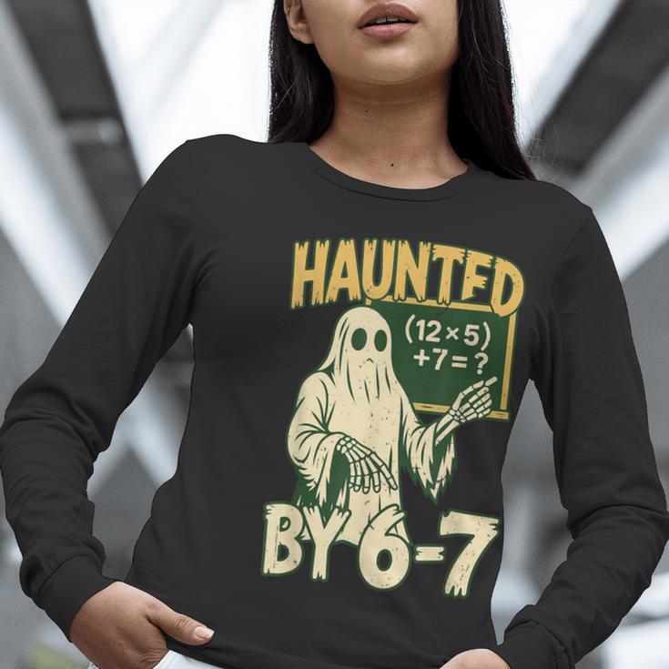 Halloween Costume Haunted By 67 Ghost Math Teacher Professor Women Long Sleeve T-Shirt, funny gift