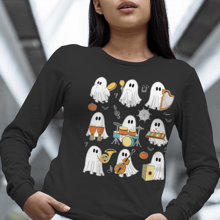 Halloween Ghost Music Teacher Playing Instruments Women Long Sleeve T-Shirt, funny gift Halloween Ghost Music Teacher Playing Instruments Women Long Sleeve T-Shirt, funny gift