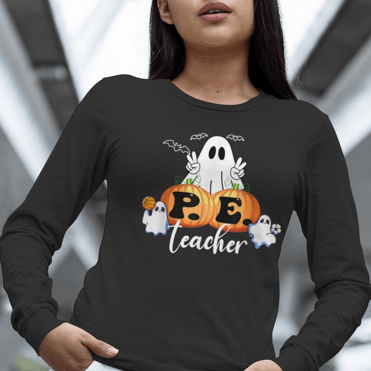 Halloween PE Teacher Ghosts Pumpkins Sports Lover Women Long Sleeve T-Shirt, Pe Teacher Shirts, funny gift Halloween PE Teacher Ghosts Pumpkins Sports Lover Women Long Sleeve T-Shirt, Pe Teacher Shirts, funny gift
