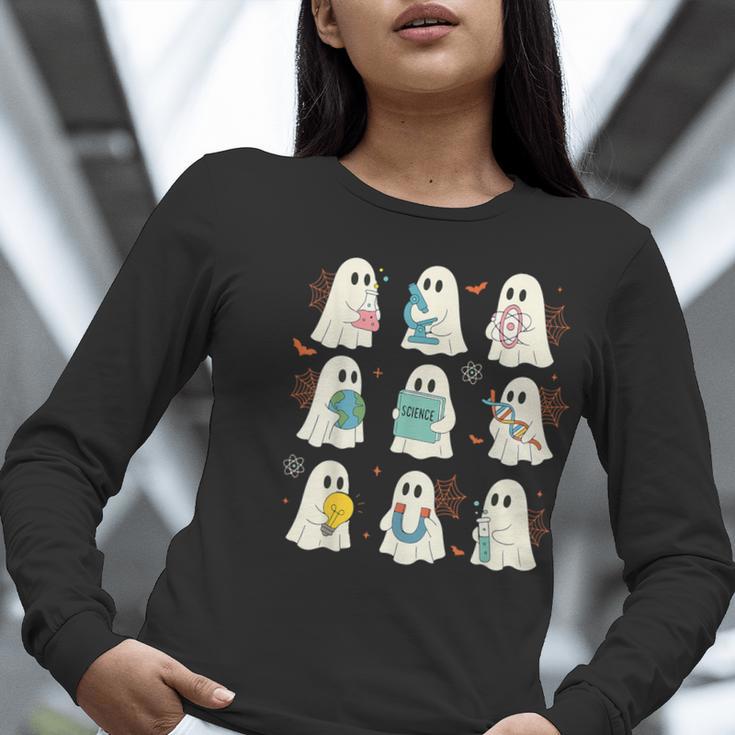 Halloween Science Teacher Student Ghost Laboratory Men Women Women Long Sleeve T-Shirt, Science Teacher Shirts, funny gift