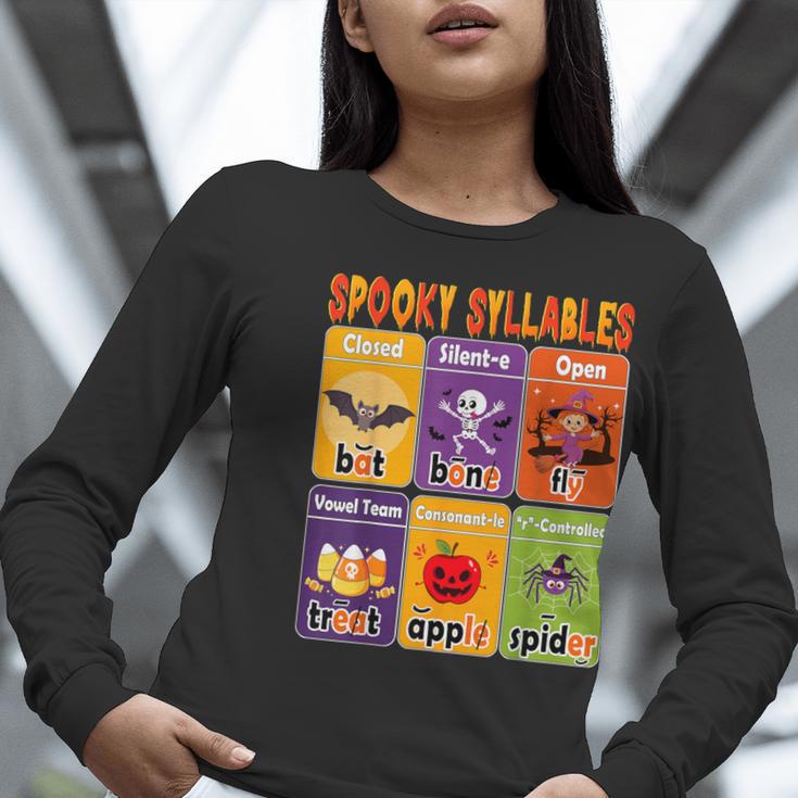 Halloween Spooky Syllable Types Teacher Educational Women Long Sleeve T-Shirt, funny gift