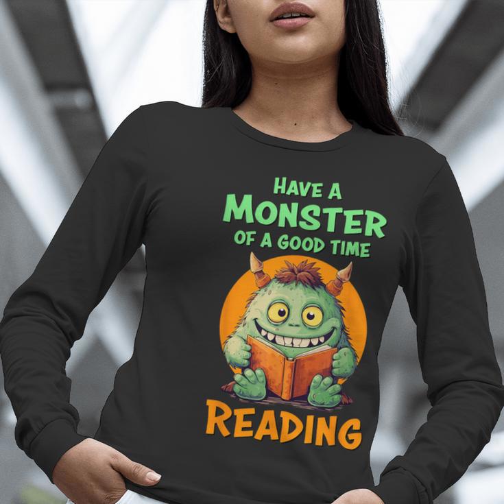 Halloween Teacher Librarian Monster Reading Books Men Women Kids Women Long Sleeve T-Shirt, funny gift Halloween Teacher Librarian Monster Reading Books Men Women Kids Women Long Sleeve T-Shirt, funny gift