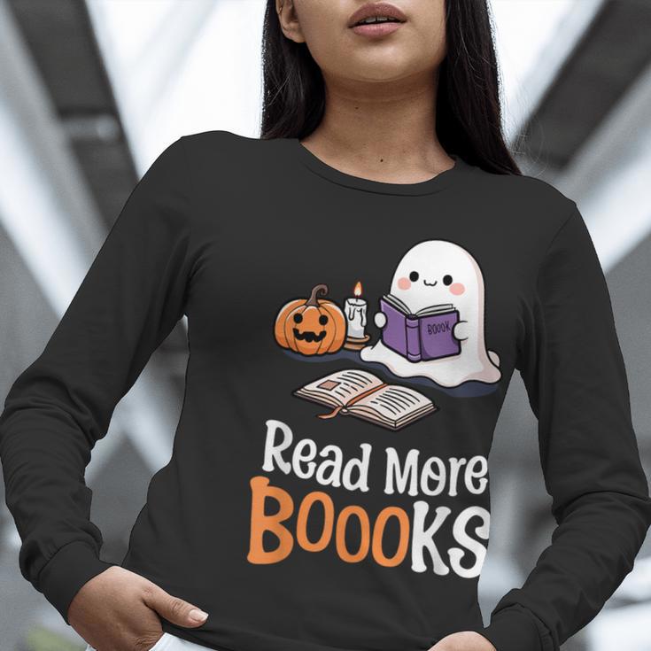 Halloween Teacher Women Cute Reading Ghost Read More Books Women Long Sleeve T-Shirt, funny gift Halloween Teacher Women Cute Reading Ghost Read More Books Women Long Sleeve T-Shirt, funny gift