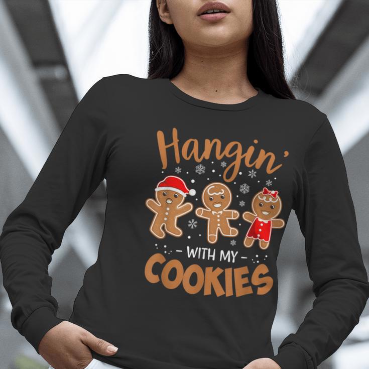 Hangin With My Cookies Gingerbread Women Christmas Teacher Women Long Sleeve T-Shirt, funny gift