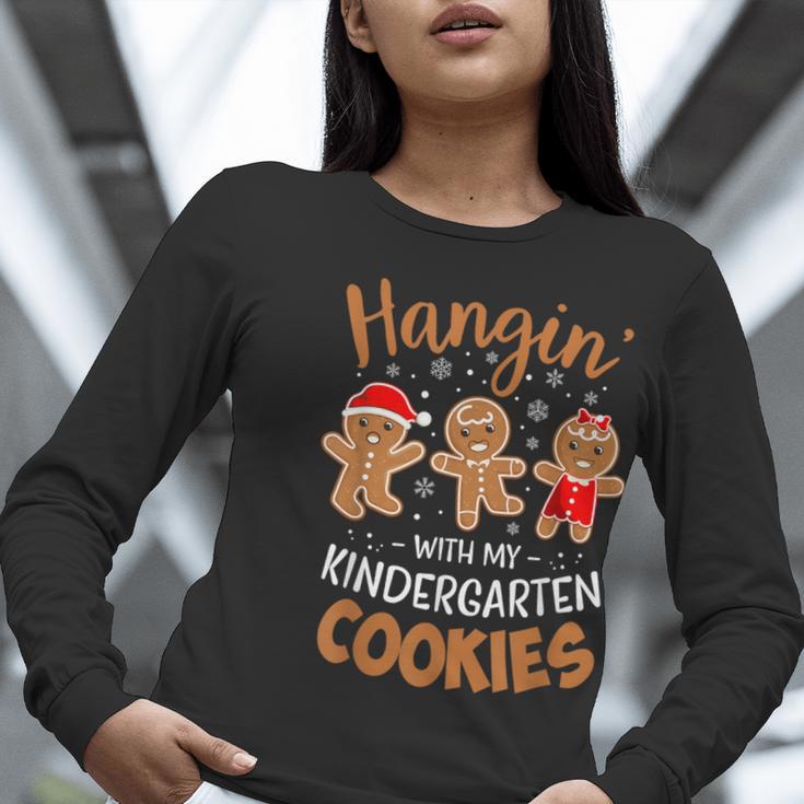 Hangin My Kindergarten Cookie Gingerbread Christmas Teacher For Men Women Kids Women Long Sleeve T-Shirt, funny gift
