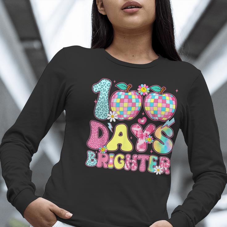 Happy 100th Day Of School 100 Days Brighter Teachers Kids Women Long Sleeve T-Shirt, funny gift