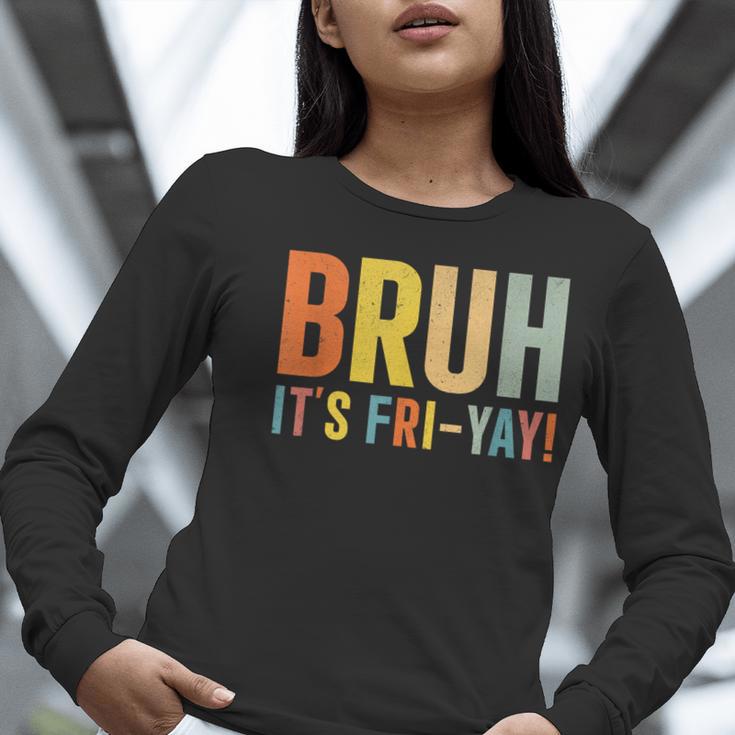 Happy Friyay Teacher Shirt Cute Teacher Fashion Bruh Fri-Yay Women Long Sleeve T-Shirt, funny gift
