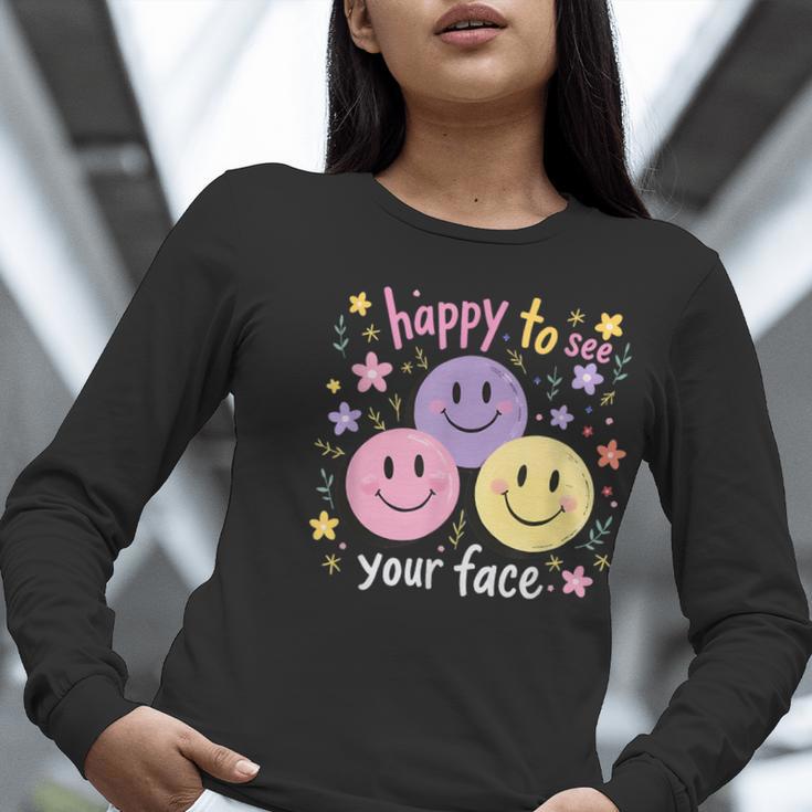 Happy To See Your Face Smile Face Teacher Back To School Women Long Sleeve T-Shirt, funny gift Happy To See Your Face Smile Face Teacher Back To School Women Long Sleeve T-Shirt, funny gift