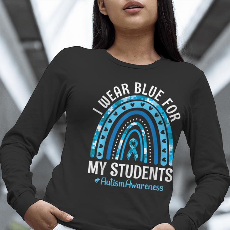 Happy Teacher I Wear Blue For My Students Autism Awareness Women Long Sleeve T-Shirt, funny gift