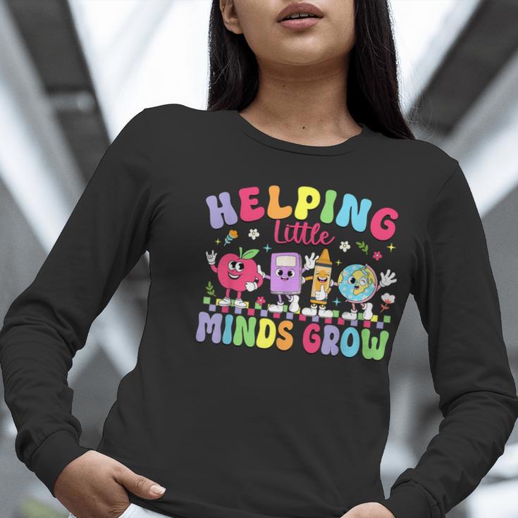 Helping Little Minds Grow Teacher Life Back To School Women Long Sleeve T-Shirt, funny gift Helping Little Minds Grow Teacher Life Back To School Women Long Sleeve T-Shirt, funny gift