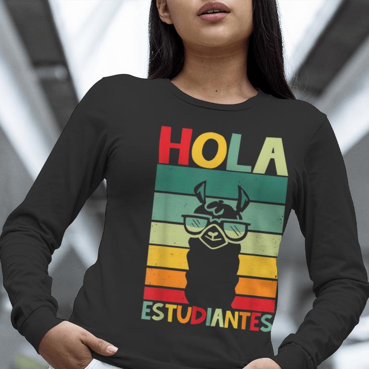 Hola Estudiantes Spanish Teacher Back To School 2025 Women Long Sleeve T-Shirt, funny gift Hola Estudiantes Spanish Teacher Back To School 2025 Women Long Sleeve T-Shirt, funny gift