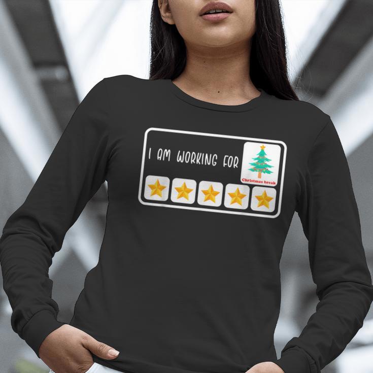 I'm Working For Christmas Break 5 Star Winter Teacher Stars Women Long Sleeve T-Shirt, funny gift