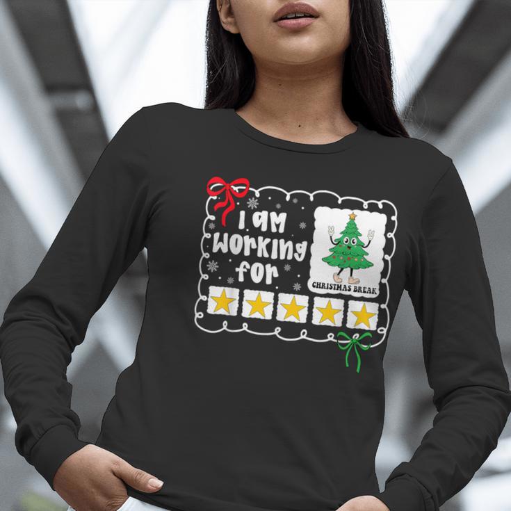 I'm Working For Christmas Break 5 Stars Christmas Teacher Women Long Sleeve T-Shirt, funny gift