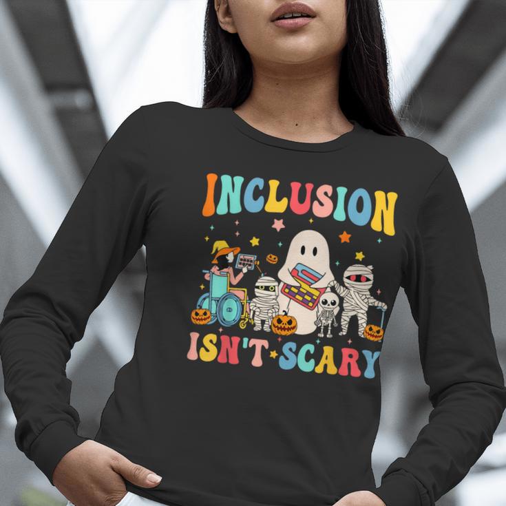 Inclusion Isn't Scary SLP Halloween Sped Teacher Therapy Women Long Sleeve T-Shirt, funny gift