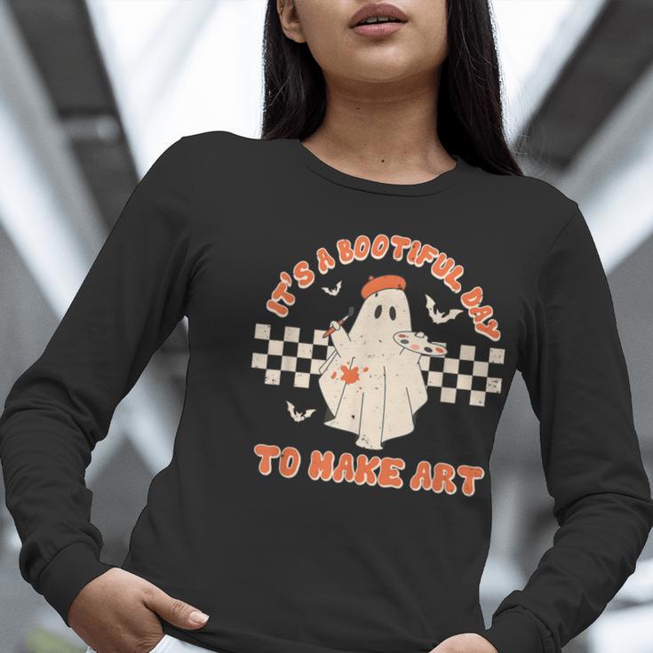 It's A Bootiful Day To Make Art Halloween Art Teacher Women Long Sleeve T-Shirt, funny gift