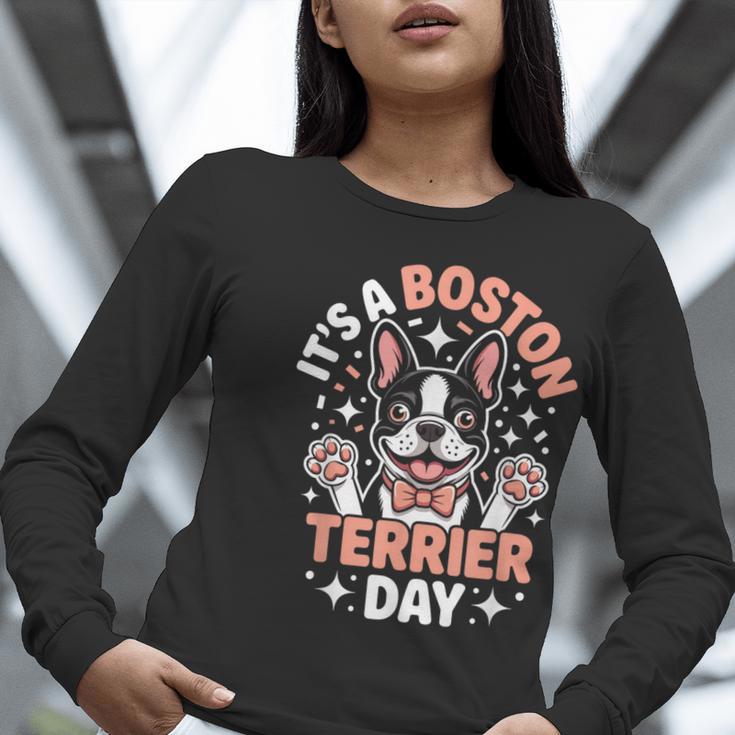 It’s A Boston Terrier Day Pet Cute Dog Lover Cartoon Women Long Sleeve T-Shirt, funny gift
