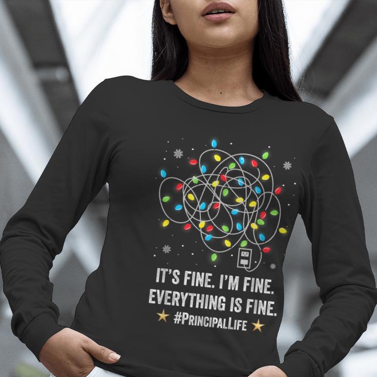 It's Fine I'm Fine Christmas Light Principal Teacher Xmas Men Women Women Long Sleeve T-Shirt, funny gift