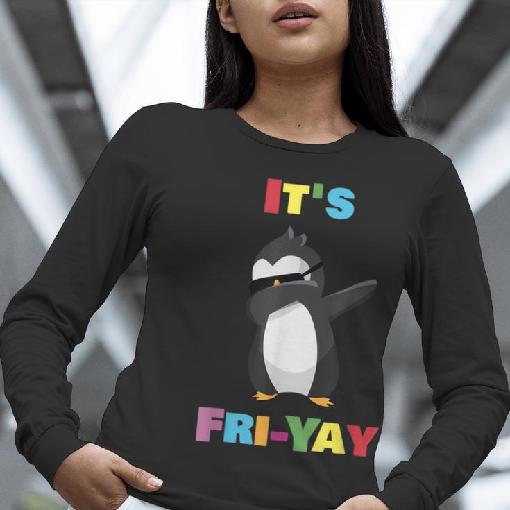 It's Fri-Yay Dabbing Penguin Friday Weekend Teacher Student Women Long Sleeve T-Shirt, funny gift