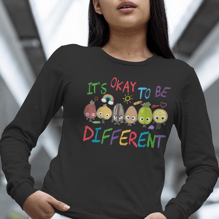 It's Ok To Be Different Apple Teacher Autism Awareness Women Long Sleeve T-Shirt, funny gift