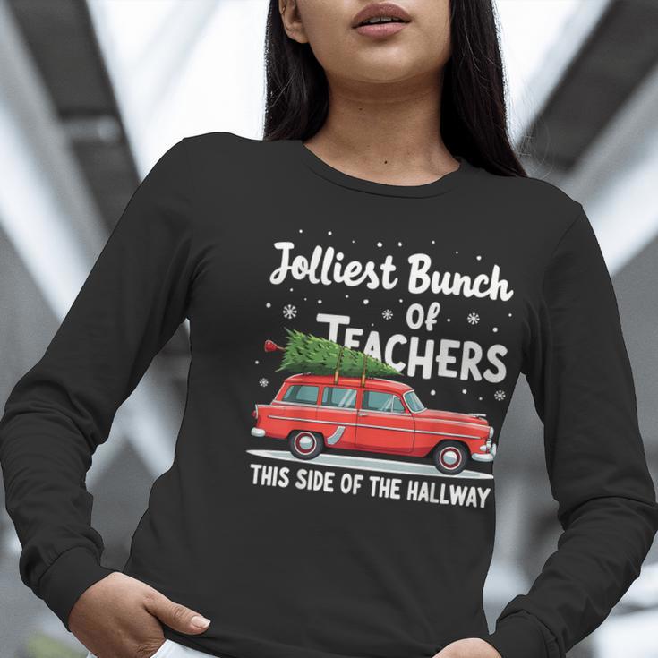 Jolliest Bunch Of Teachers This Side Of The Hallway Xmas PJ Women Long Sleeve T-Shirt, funny gift Jolliest Bunch Of Teachers This Side Of The Hallway Xmas PJ Women Long Sleeve T-Shirt, funny gift