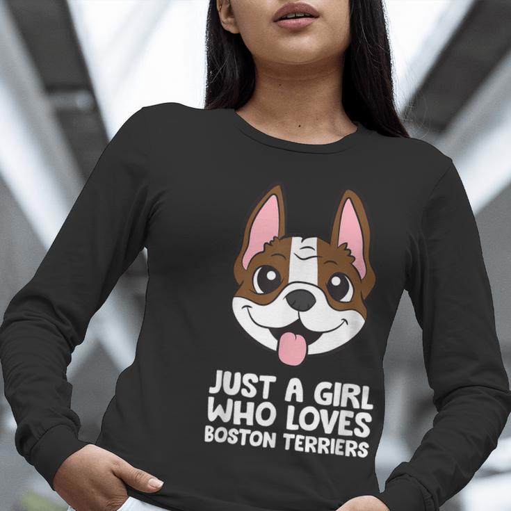 Just a Girl Who Loves Boston Terriers Women Long Sleeve T-Shirt, funny gift