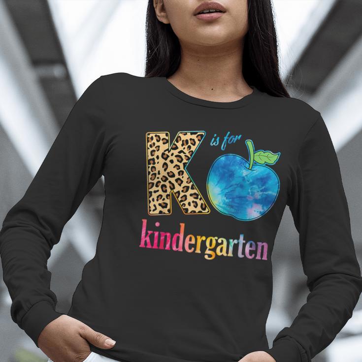 K Is For Kindergarten Teacher Tie Dye Back To School Kinder For Men Women Girls Kids Women Long Sleeve T-Shirt, funny gift