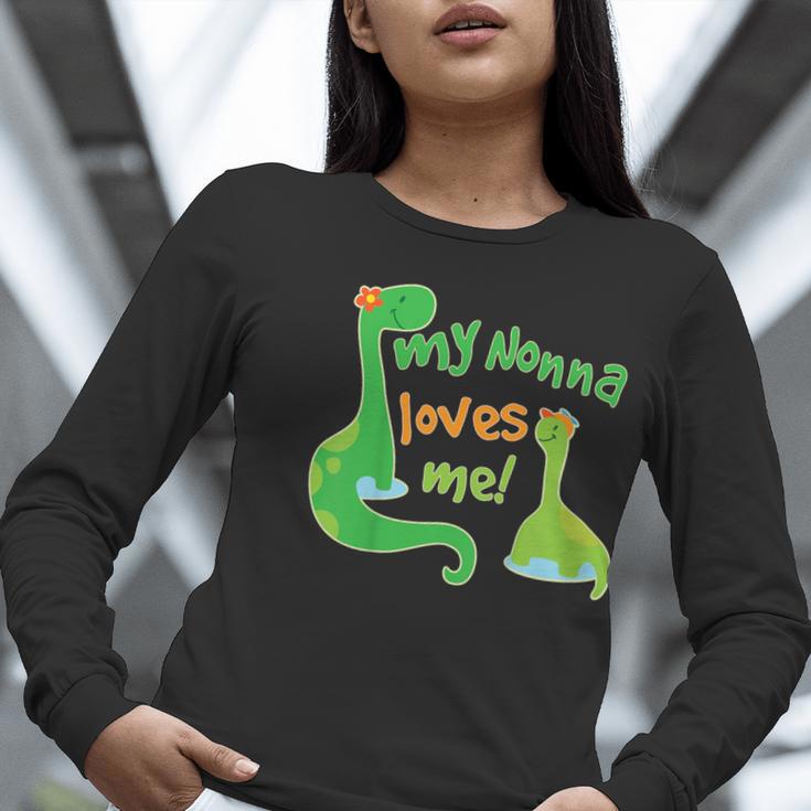 Kids My Nonna Loves Me Dinosaur Grandson Women Long Sleeve T-Shirt, funny gift