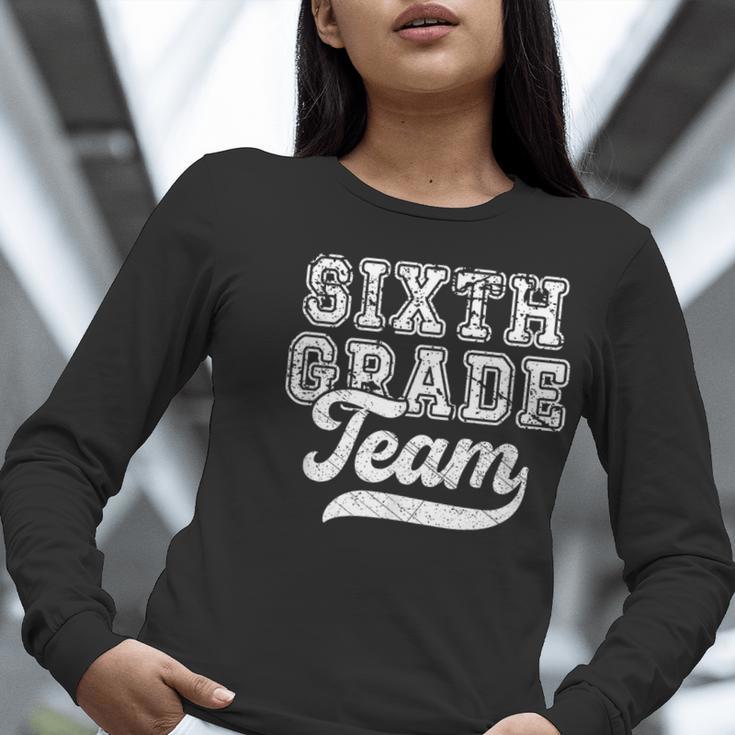 Kids Teacher Sixth Grade Retro Back To School Team 6th Grade Women Long Sleeve T-Shirt, funny gift
