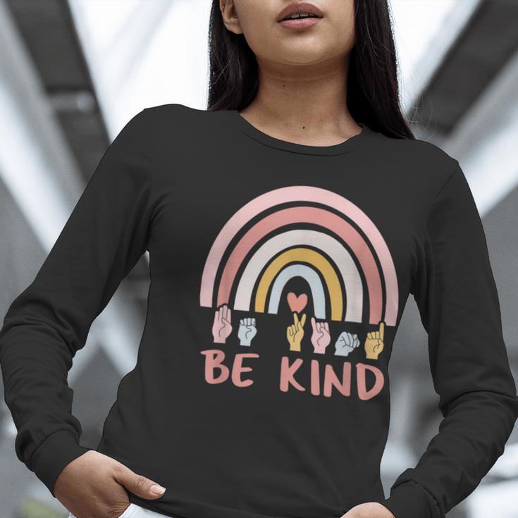 Be Kind ASL Sign Language Deaf SPED Teacher Kids Men Women Women Long Sleeve T-Shirt, funny gift