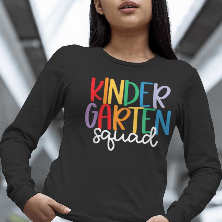 Kindergarten Squad Team Crew Teacher Back To School Women Long Sleeve T-Shirt, funny gift