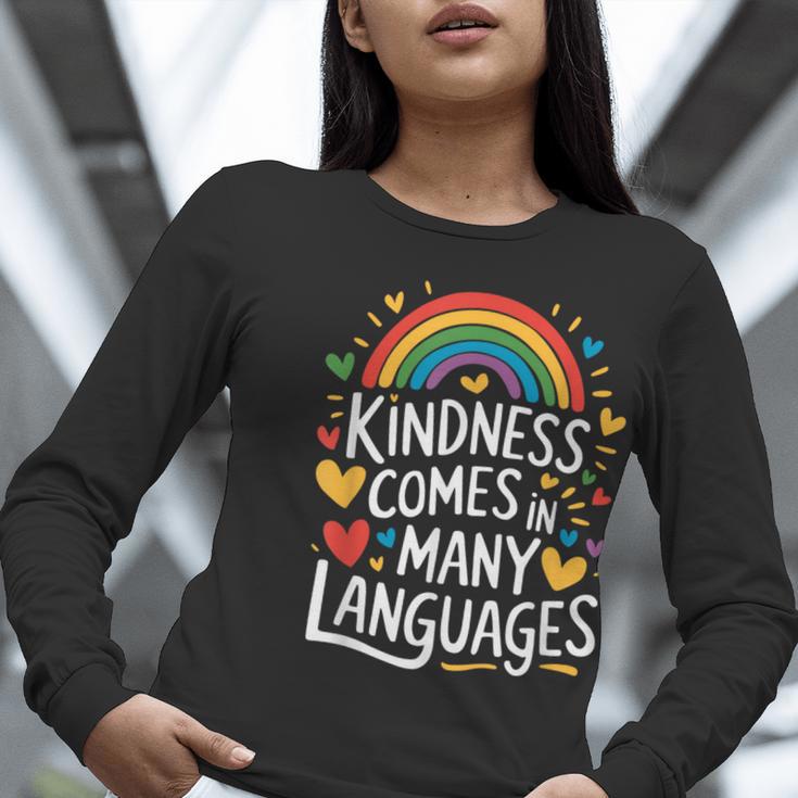 Kindness Comes In Many Languages ESL English Teacher Women Long Sleeve T-Shirt, Esl Teacher Shirts, English Teacher Shirts, funny gift