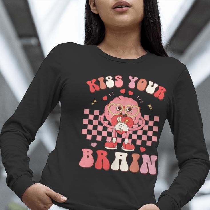 Kiss Your Brain Valentines Test Day Teacher Squad Kids Women Long Sleeve T-Shirt, funny gift